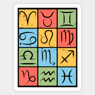 Complete Zodiac Symbols Chart Design Magnet